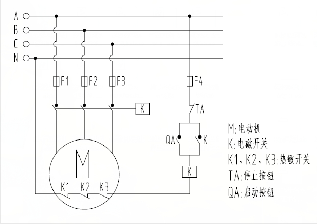 皖南电机:热敏开关控制保护原理图 皖南电机:热敏开关控制保护原理图